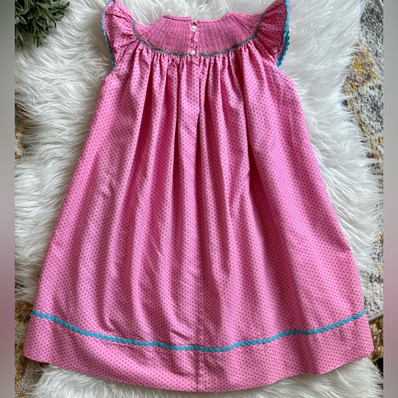 🐳 Hand Smocked Bishop Dress featuring 3 Whales & Ric-Rac Trim (SZ 2T) 🐳 - Picture 5 of 7